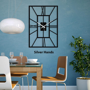 Reloj de Pared Moderno Rectangular de Metal, Diseño Geométrico con Números Romanos, Reloj Decorativo Negro, Arte de Pared Contemporáneo para Sala de Estar - Product Image 3