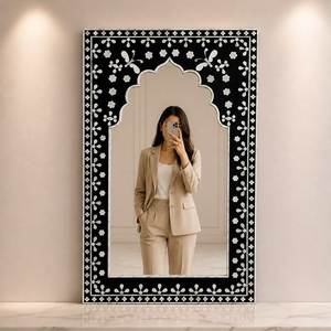 Modern Rectangular Bone Inlay Decorative <b>Mirror</b> Frame Handmade Durable Eco-Friendly Polished Edge Home Use - Product Image 4