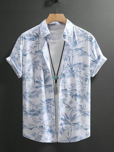 เสื้อเชิ้ตแขนสั้นพิมพ์ลายดิจิตอล 3 มิติ สไตล์ลำลองสบายๆ สำหรับผู้ชายในช่วงฤดูร้อน เหมาะสำหรับวันพักผ่อนบนเกาะ - Product Image 4