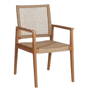 Fauteuils en rotin et bois de teck fabriqués en Indonésie, chaises de jardin pour la salle à manger, en vente - Product Image 1
