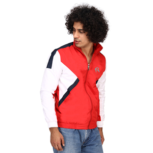 Red <b>White</b> Color Block Men's Windbreaker Jacket <b>Zip</b> Up Lightweight Outerwear for Streetwear - Product Image 4