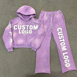 Conjunto Deportivo Unisex con Logotipo Personalizado, Sudadera con Capucha y Cremallera, Pantalones Largos, Ropa Deportiva Urbana para Adultos, Otoño, Transpirable, 100% Algodón - Product Image 2