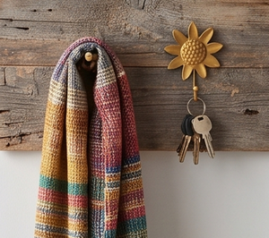 Golden Sunflower Wall <b>Hook</b> Metal Flower Design <b>Hook</b> <b>for</b> Clothing Storage Novelty Style Decorative <b>Hanging</b> Rack - Product Image 6
