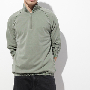 Sweat-shirt à col montant zippé pour homme, manches raglan, effet délavé vintage, pull en polaire, fabricant de vêtements OEM - Product Image 6