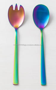 Premium Set of 2 Rainbow Stainless Steel <b>Salad</b> Serving Spoon and Fork Premium Kitchen Metal <b>Salad</b> <b>Tools</b> - Product Image 6