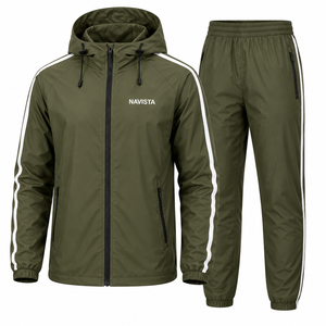 Custom Design Unisex Autumn Windbreaker Set Full <b>Zip</b> <b>Hooded</b> Jacket Matching Pants Outfit OEM ODM Breathable Waterproof - Product Image 6