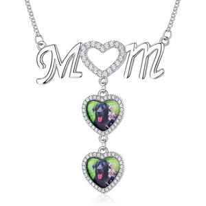 Colgante de Plata con Diamante Cultivado en Laboratorio para Mamá, Collar con Foto de Corazón Personalizado, Colgante de Recuerdo Personalizado, Regalo para Mamá - Product Image 2