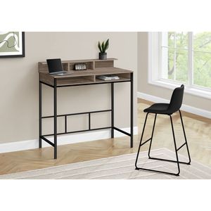Scrivania Moderna da Ufficio Domestico 48L con Ripiani Portaoggetti, Laminato Marrone e Struttura in Metallo Nero per Computer Portatile - Product Image 5