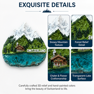 Aimants de réfrigérateur en résine personnalisés <span class=keywords><strong>Suisse</strong></span>, souvenirs touristiques montagne et lac suisses, aimants 3D en polyrésine pour réfrigérateur, vente en gros - Product Image 4