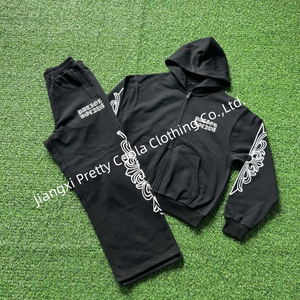 เสื้อฮู้ดดี้ผู้ชายพิมพ์ลายดิจิทัลรูปหัวใจรูปเกือกม้าสไตล์ยุโรปอเมริกัน ทรงหลวมใส่สบายสำหรับฤดูหนาว ผ้าฟลีซ - Product Image 1