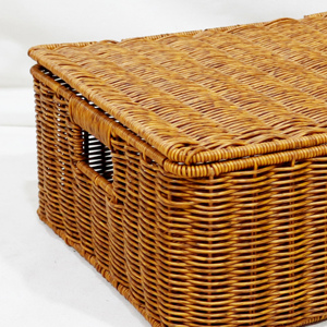<b>Large</b> Rectangle Poly Rattan Eco-Friendly Multifunction <b>Storage</b> <b>Basket</b> with Lid for Baby Clothing Organization - Product Image 5