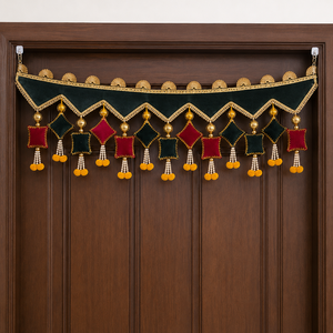 Traditional Indian Home Decor Toran Hanging with Embroidery Beads Tassels for Doorway Entrance Festive Wall Decoration - Product Image 5