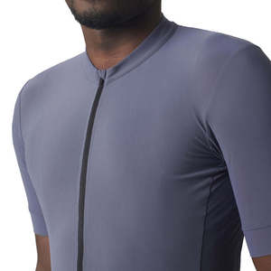 Maillot de cyclisme pour homme à manches courtes, violet, fermeture éclair intégrale, coupe performance - Product Image 3