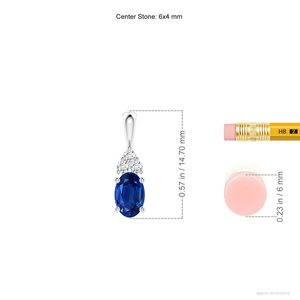 จี้เพชรพลอยไพลินสีน้ำเงินรูปไข่ธรรมชาติ ทอง 14K 18K ปี 2026 ประดับเพชรสามเม็ด ดีไซน์คลาสสิก ของขวัญวันครบรอบสำหรับเธอ - Product Image 2