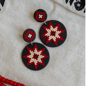 Wholesale Stylish Multi-Colour Beaded Embroidery Earrings Handmade Cotton Fabric Fashion <b>Jewellery</b> Women <b>Artificial</b> Needlework - Product Image 1