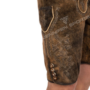 Pantalones Cortos Bávaros de Cuero de Cabra con Diseño a Cuadros y Aspecto Antiguo para Hombre, Cintura Media, Transpirables, para Oktoberfest, Todas las Tallas - Product Image 3