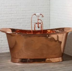 Bañera Ovalada de Cobre Martillado de Lujo, Bañera de Metal Resistente Hecha a Mano de Estilo Antiguo para el Hogar - Product Image 5