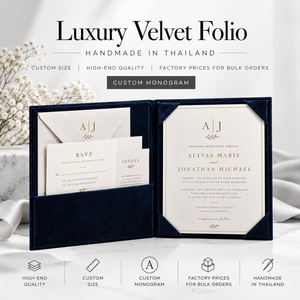 Ensemble d'invitations de mariage en velours bleu marine avec cartes RSVP dorées, kit d'invitation personnalisé pour fête de mariage - Product Image 3