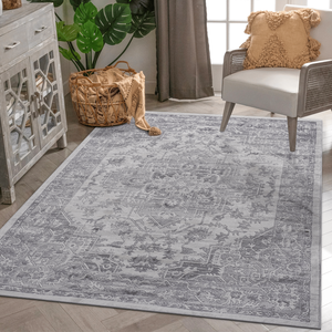 Collezione LOOM LUXE Tappeti 5x7 Argento/Orientali, Set di Tappeti Antiscivolo per Casa e Ufficio, Design Elegante e Resistente alle Macchie per Soggiorno - Product Image 1