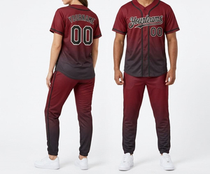 Ensembles d'uniformes de baseball pour hommes adultes, col en V, imprimés par sublimation, haute qualité, respirants, séchage rapide, évacuation de l'humidité, couleur personnalisée, 100% coton - Product Image 3