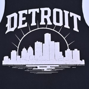 Camiseta sin mangas de algodón para hombre, precio al por mayor, con estampado del horizonte de Detroit, cuello redondo, ajuste holgado informal, transpirable - Product Image 6