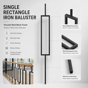 Balustrade d'escalier moderne en fer avec finition noire mate lisse pour escalier de villa et garde-corps de balcon, service personnalisé - Product Image 2
