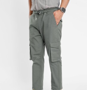 Pantalon cargo en velours côtelé imperméable - Coupe décontractée avec taille élastique et design léger - Product Image 4