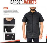 Chaqueta de Barbero Profesional de Manga Corta, Camisa Negra para Hombre, Bata de Peluquero, Uniforme para Estilista
