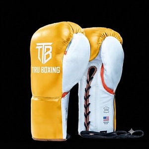 Guantes de Boxeo de Cuero Negro con Cordones a Bajo Precio, Guantes de Boxeo Personalizados OEM ODM, Guantes de Boxeo MMA de Cuero de Primera Calidad - Product Image 3