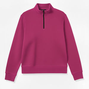 Sweat-shirt en molleton demi-zip pour homme, tricoté, écologique, avec motif uni, en polyester/coton, idéal pour l'hiver (OEM) - Product Image 1