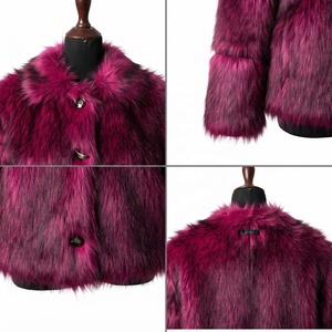 Manteau en laine de mouton rose pour femme, court, à manches longues, décontracté, pour l'hiver, avec col en fourrure, couleur unie, grande taille - Product Image 4