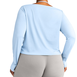 T-shirt décontracté pour femme à col bateau et manches longues, coupe ample, doux et tendance, pour le quotidien, vente en gros, fabricant - Product Image 2