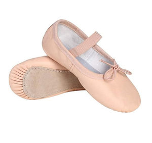 Chaussons de ballet en cuir véritable souple pour filles avec couleur et taille personnalisées, tige extensible, cuir antidérapant - Product Image 1