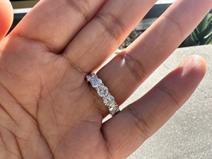 Wholesale Fine Jewelry Round Cut <b>925</b> Sterling <b>Silver</b> Eternity Moissanite <b>Ring</b> Promise Wedding Band for Women Girls - Product Image 3