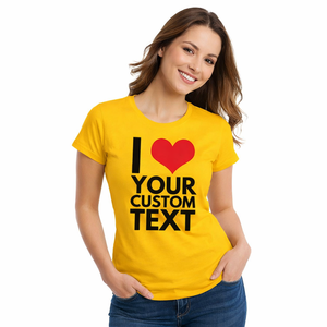 T-shirt personnalisé en forme de cœur pour femme, manches courtes, 100% coton, décontracté, avec cadeau personnalisé pour petite amie ou petit ami - Product Image 1