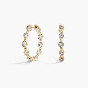 14K Yellow Gold Round Bezel Lab Grown Diamond Hoop <b>Earrings</b> - Product Image 1