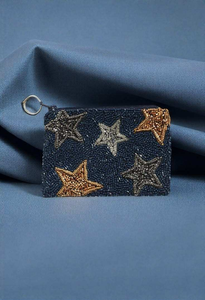 Monedero Artesanal Tradicional con Bordado de Cuentas, Estampado de Patrones Étnicos Tribales de la India, con Cierre de Cremallera - Product Image 5