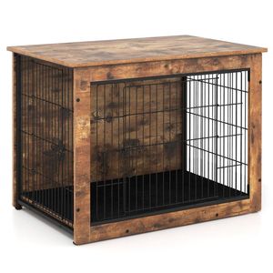 <b>Small</b>/Medium Dog Crate Furniture with <b>Cushion</b> and Double Doors Pet Houses & Furniture - Product Image 1