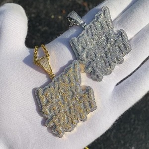 Diamond <b>Letter</b> Pendant Necklace 925 Silver 18K Gold Plated Hiphop Style Men's Jewelry Everyday Wear - Product Image 4