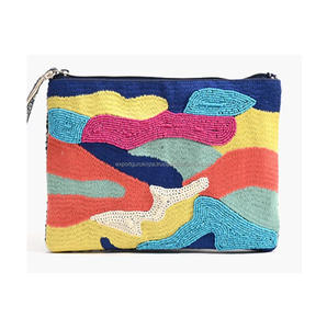 Femmes bohème plage fête soirée Shopping embrayage mauvais œil concepteur perlé sac de messager mode toile fermeture éclair indien - Product Image 3