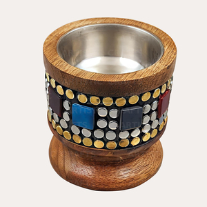 Brûleur d'encens Bakhoor arabe Brûleur d'encens en bois et incrustation de métal Diffuseur et porte-encens Brûleur d'encens en bois - Product Image 6