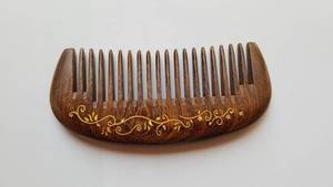 Custom Hand Printing Wooden Comb For <b>Beard</b> Compacted Size Gold Vine design and Private Label Option Hair <b>Care</b> Salon Use - Product Image 5