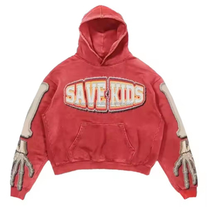 Sudaderas con capucha de rizo francés de algodón personalizadas para hombres al por mayor, parche bordado desgastado de alta calidad, estilo lavado ácido - Product Image 5