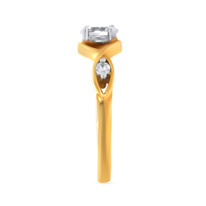 Anillo Solitario Swirl of Feminism de Oro Amarillo de 18K con Diamante Redondo Brillante para Mujer, Elegante Anillo de Tres Piedras - Product Image 4