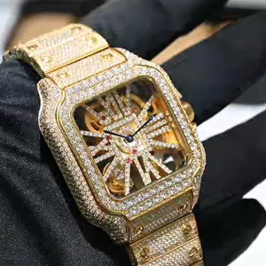Orologio di Lusso Moissanite con Diamanti per Uomo, Stile Hip Hop, Vetro Zaffiro, Movimento al Quarzo Ronda, Impermeabile, con Diamanti Incastonati a Mano - Product Image 1