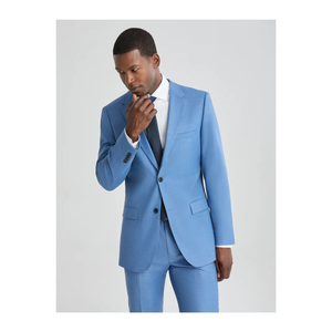 Traje Formal de Negocios Personalizado para Hombre Steve James, Color Azul, Lino Lavado, Transpirable, Doble Botonadura, Superventas OEM - Product Image 1