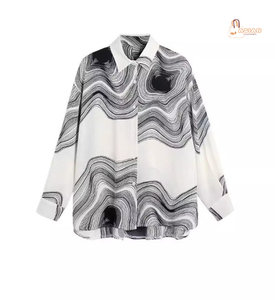 Robe chemise élégante pour femme, style coréen, noire et blanche, en dentelle tricotée, avec nœud, manches longues, motif uni, pour toutes les saisons - Product Image 6