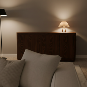 Buffet à 4 portes Soft Edge avec design moderne, finition en chêne massif, construction en MDF - Product Image 4