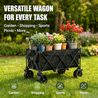 Chariot pliable robuste, chariot utilitaire pliable avec barre de traction réglable, tissu Oxford durable pour le camping en plein air