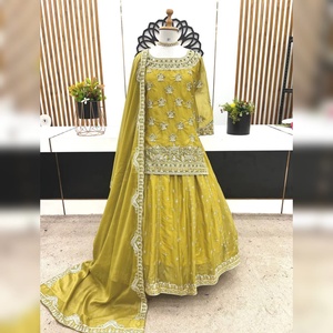 Nouvel ensemble exclusif indien pour femme, comprenant un Lehenga Choli en Georgette à broderies lourdes, séchage rapide, style traditionnel, pour mariage, avec Dupatta - Product Image 1